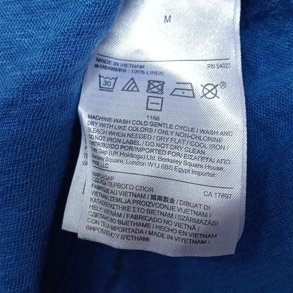 GAP Women's Blue V-Neck  Boxy Linen Top - Picture 3 of 4